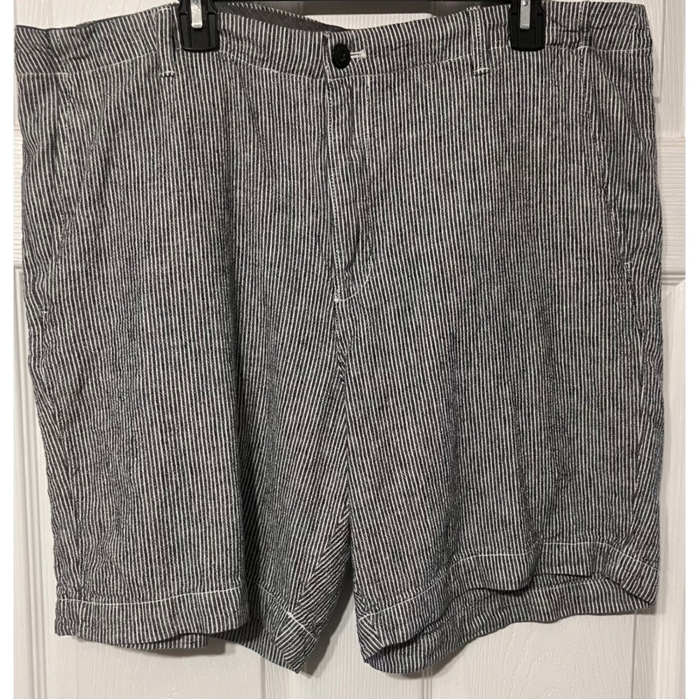 Chaps Mens Navy White Striped Linen‎ Blend Shorts Size 40 Nautical Casual Summer